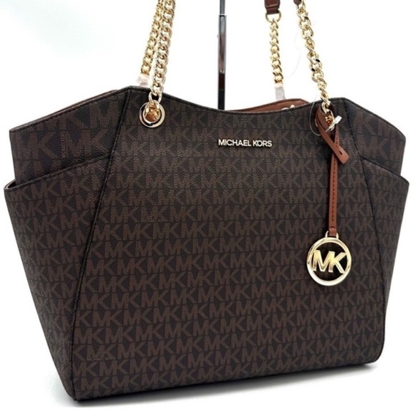 Michael Kors Large Jet Set Travel Chain Shoulder Bag Brown